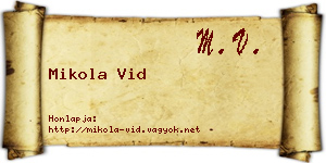 Mikola Vid névjegykártya